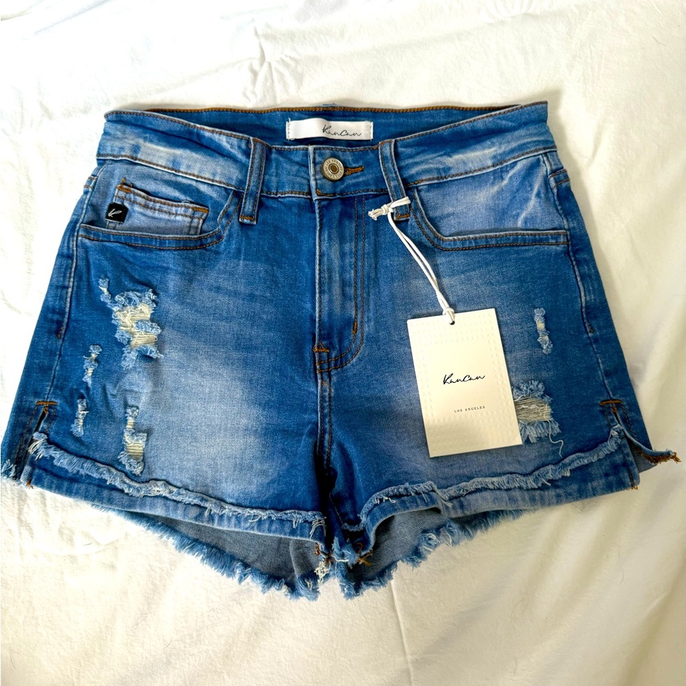 KanCan Blue Distressed Jean Shorts High-Waisted Sz.3 / 25